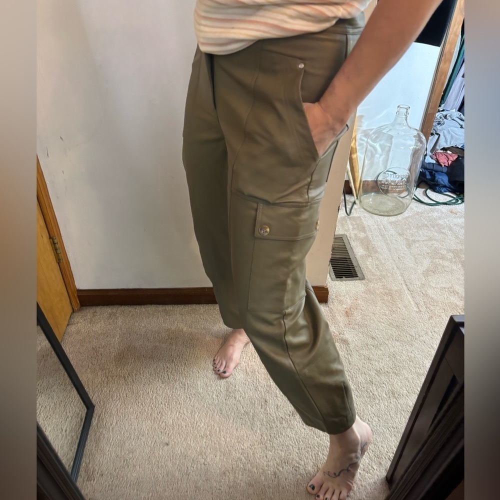 Fate NWT Olive Green faux leather cargo pants